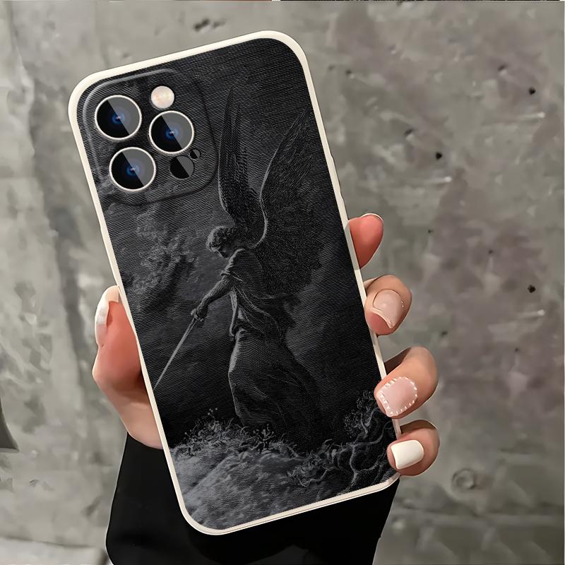 Unique Warrior Angel Darkness Aesthetic Phone case for iPhone 16 Pro Max 15 Plus 14 13 12 11 XR XS  Shockproof Silicone TPU Bumper Drop Protection Cover