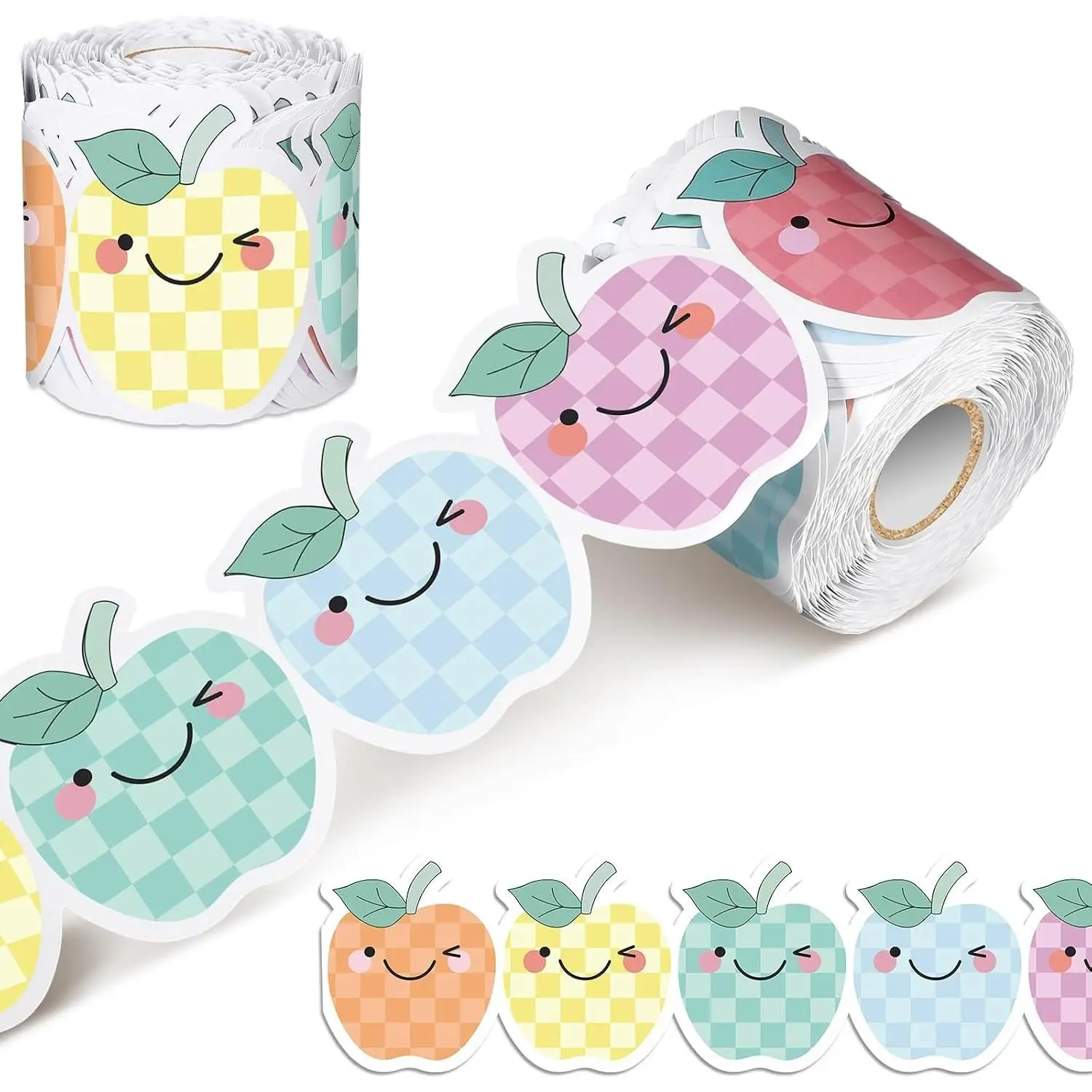 65 Feet Apple Bulletin Board Borders for Back to School Colorful Bulletin Board 3 Inch Rolled Border Trim for Classroom Chalkboard Wall Decor(Pastel Checkerboard Apple)
