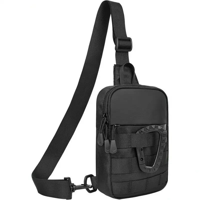Lightweight Waterproof Nylon Tactical Sling Bag Crossbody, Molle Compatible, Adjustable Strap, Multi Pocket, Edc Shoulder Bag for Men Women