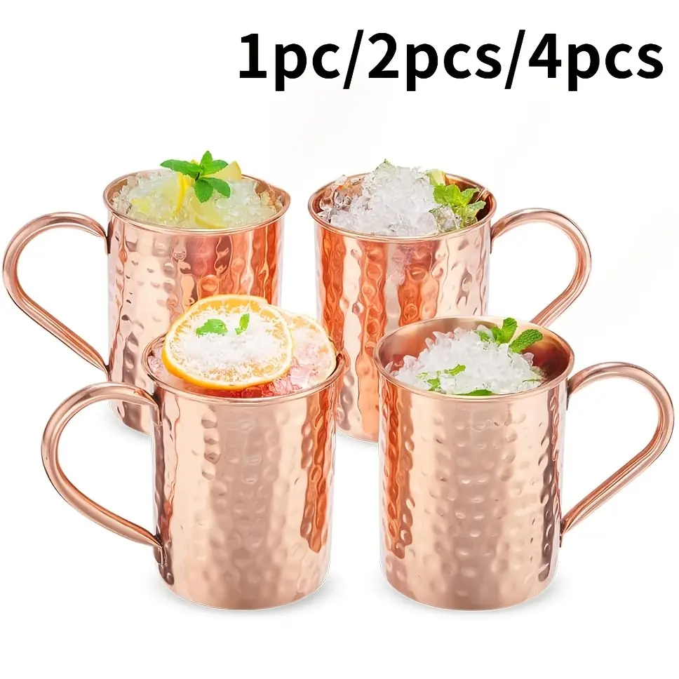 Moscow Mule Pure Copper Mugs/Handmade of Copper-Hammered Finish/Riveted Handle/Christmas Halloween gifts