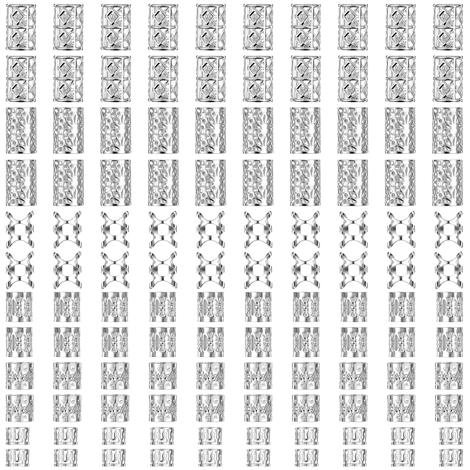120 count  Dreadlock Beads  Accessories, Braid Jewels for Hair Soft Metal Adjustable Braiding Cuffs Hair Rings for Women Men (120Pcs, )