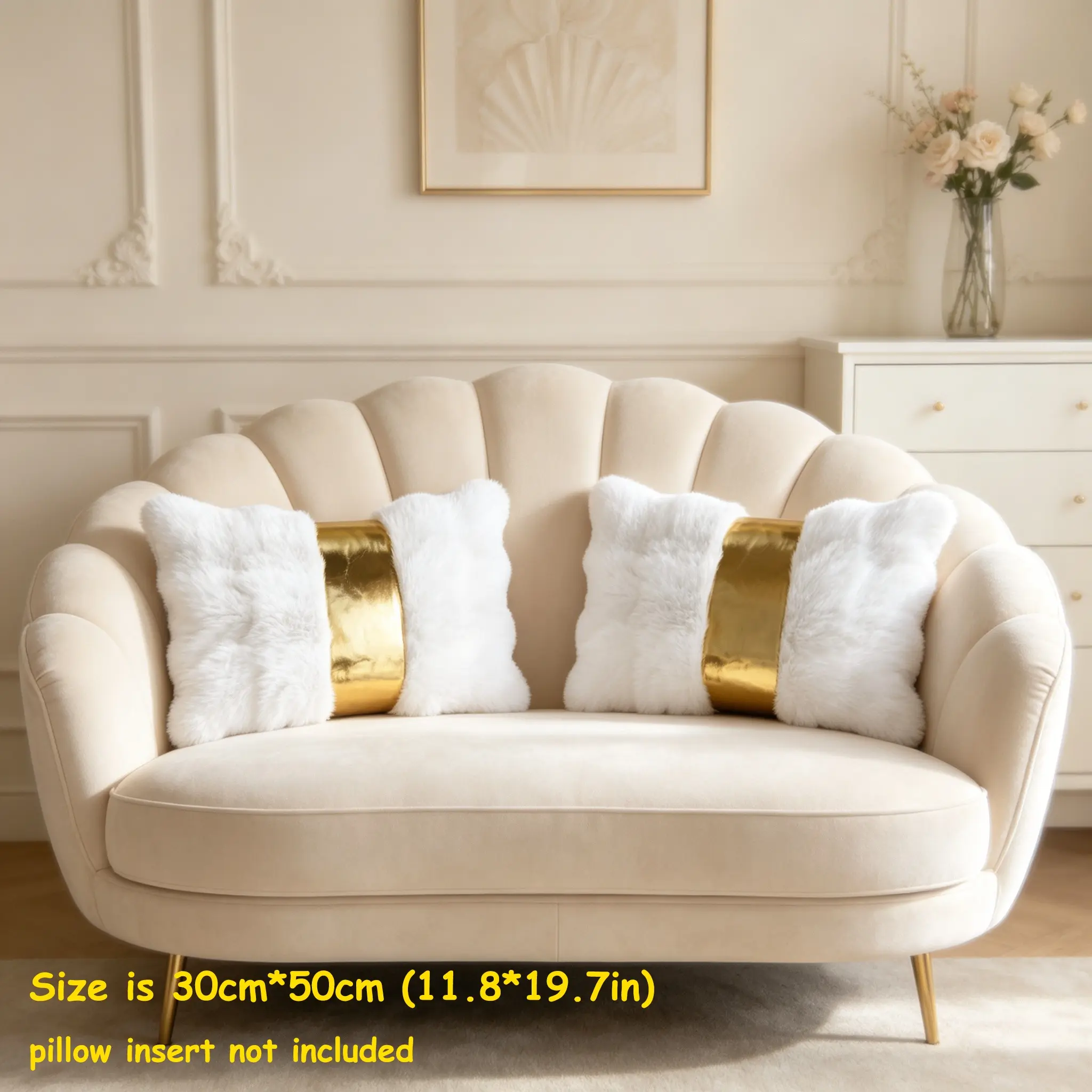 Two-Piece Luxury Plush Pillow Covers, Elegant Design, Soft Comfortable Lumbar Pillows, 30cm X 50cm (15.7in), Ideal for Home Decor