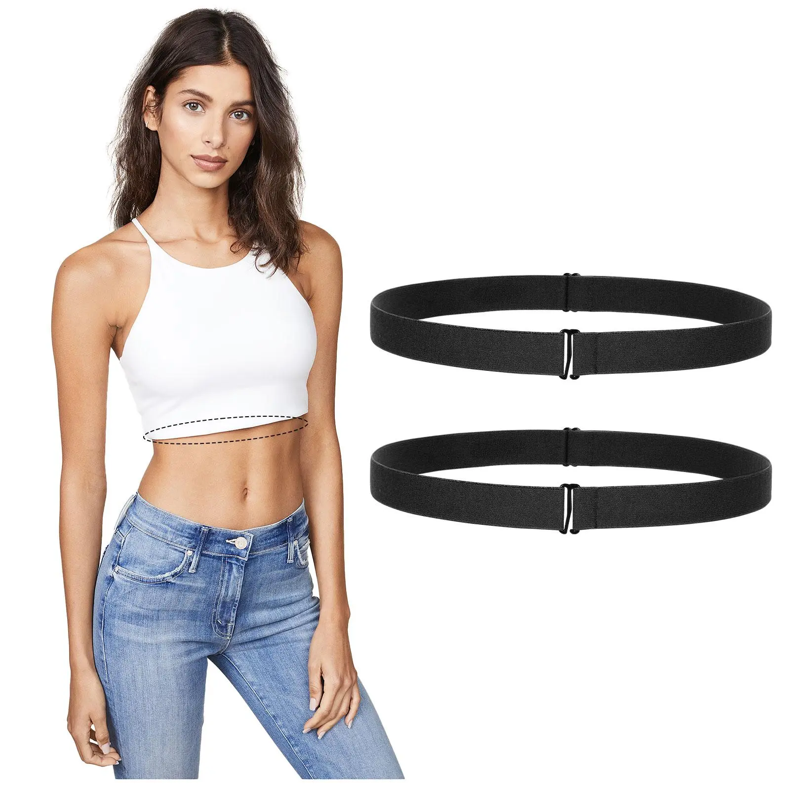 JASGOOD Sweaters Shirts Crop Top Tuck Waist Band Tucking Adjustable Tummy Band Elastic Stretch Belts for Women Men Change Style of Tops