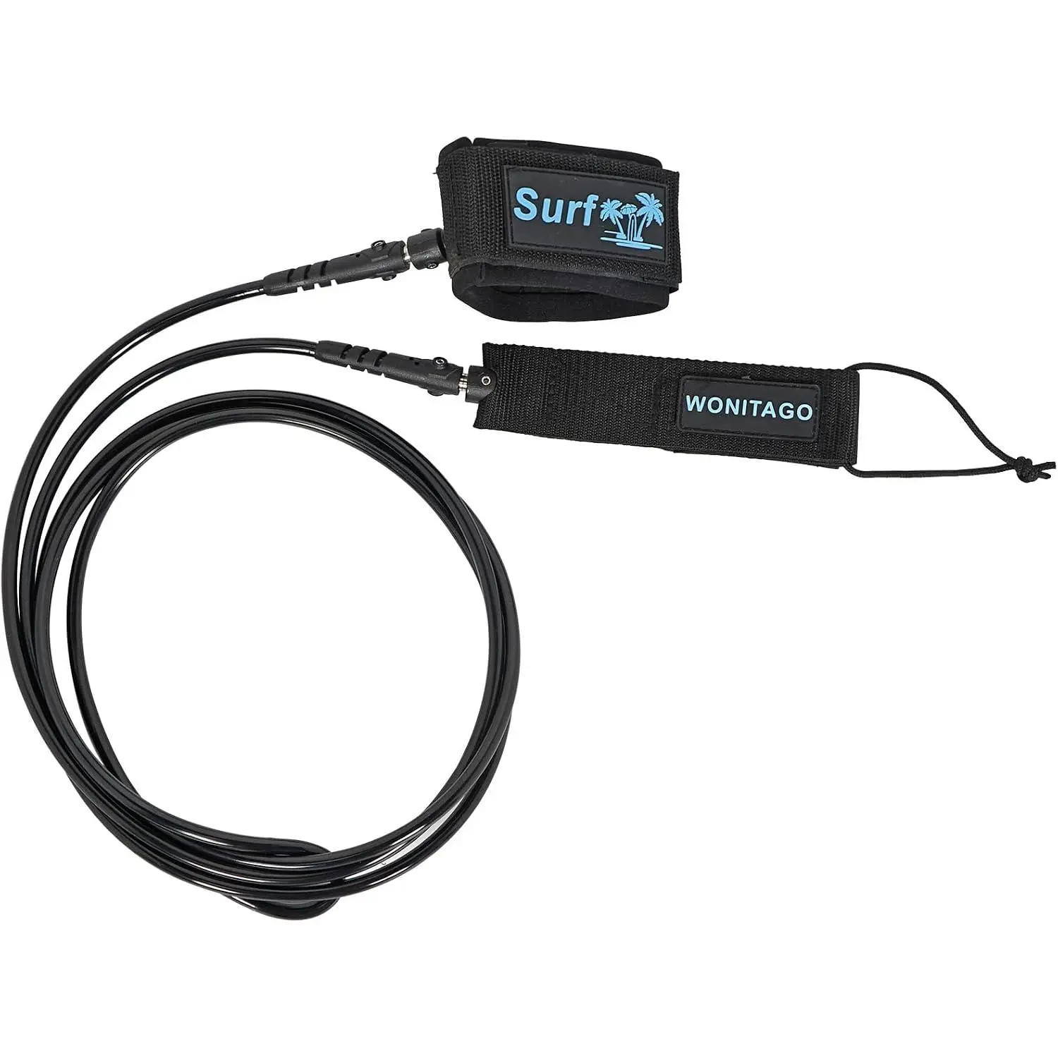 Surfboard Leash, 6/7/8/9/10 ft Straight Surf Board Leashes, 7 mm Legrope Strap for Shortboard, Longboard