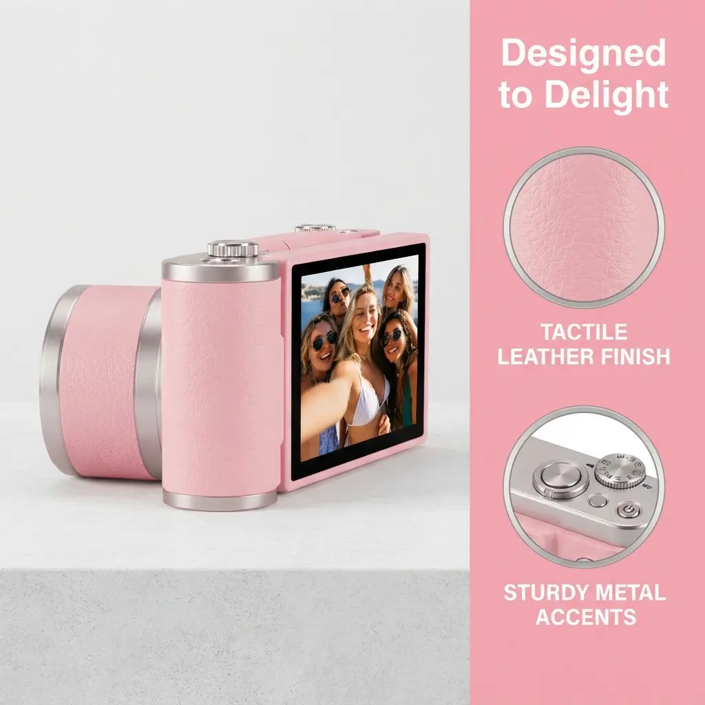 4K 64MP Portable Digital Camera, 180 °   Flip Screen 16X Zoom, Comes With 64GB Card For Student Vlogging