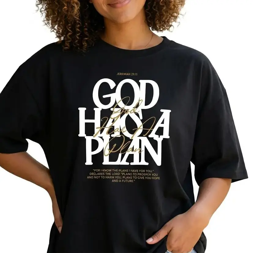 God Has A Plan Shirt Women Christian Graphic Tee Inspirational Bible Verse Top