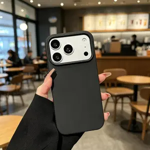Painted frameless case for iPhone 17 Pro Max/17 Pro, minimalist classic black, drop-proof, high-end, stylish and creative soft protective case.