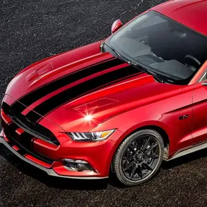 63''x11'' Racing Body Stripes Stickers,Cars Hood Vinyl Decals,Car Pattern Sticker (Black)