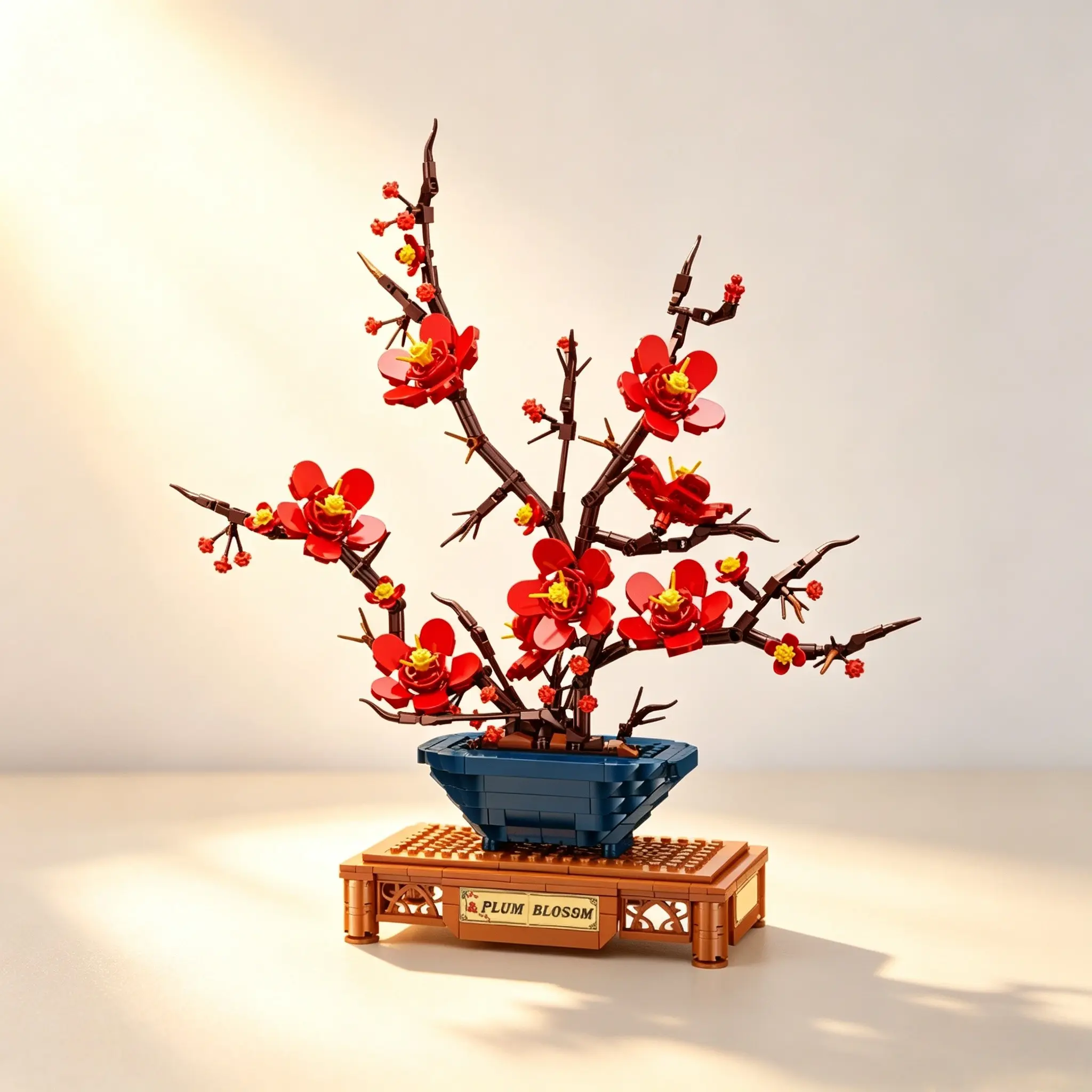 Plum Blossom Potted Building Blocks, 3D Floral Assembly Toy, Realistic Tulips & Mixed Flowers, Enhances Skills, Home Decor, Gift Idea