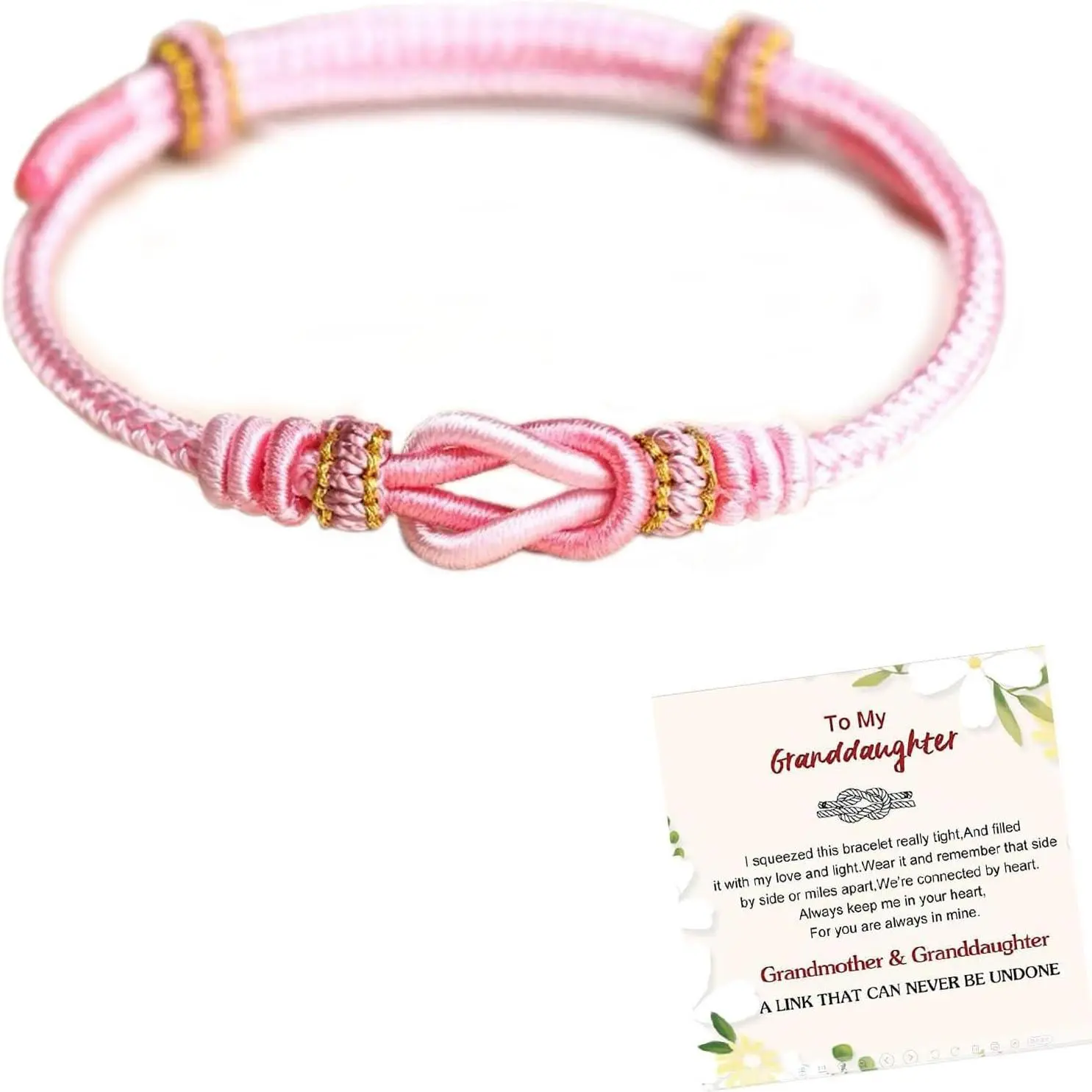 To My Granddaughter Forever Linked Together  Braided Bracelet, Adjustable Infinite Forever Braided Bracelets Granddaughter Bracelet from Grandma Mind Peace