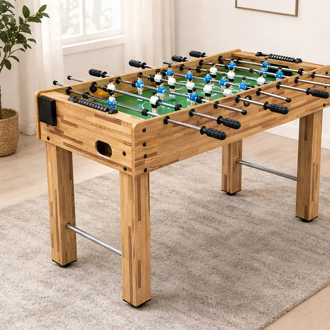 ARCH 47.6-Inch Foosball Table Soccer Game Table for Adults and Kids, MDF and Steel Construction, Wood Finish, Includes 2 Balls, Easy Assembly, Indoor Family Game Room, Dining Room, Office, Club, School, Sporty American Design, Wood Color Options