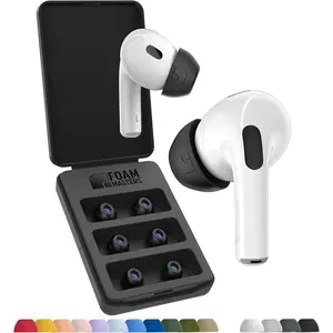 Ultra-Premium Memory Foam Ear Tips for AirPods Pro 1st & 2nd Gen | 3 Pairs | New Ver. | Secure Fit | Super Comfort | Better Noise Cancel | Replacement Buds (Assorted S/M/L, Black)