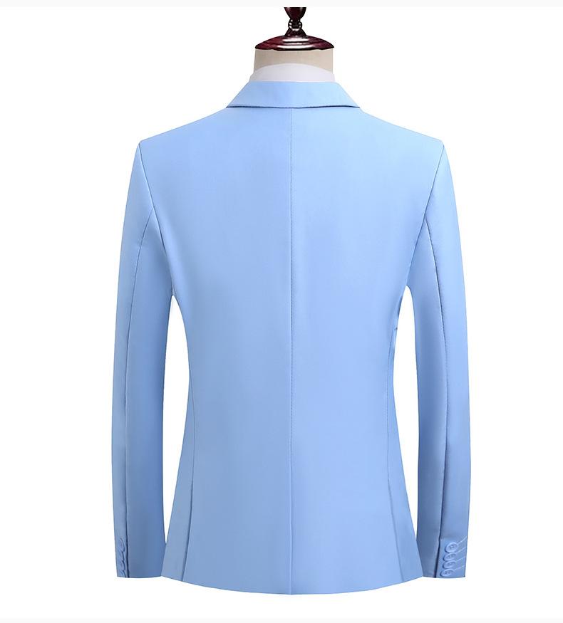 Men's Slim Fit Double-Breasted Suit  Peak Lapel Business Formal Groom Wedding Blazer With Side Vents