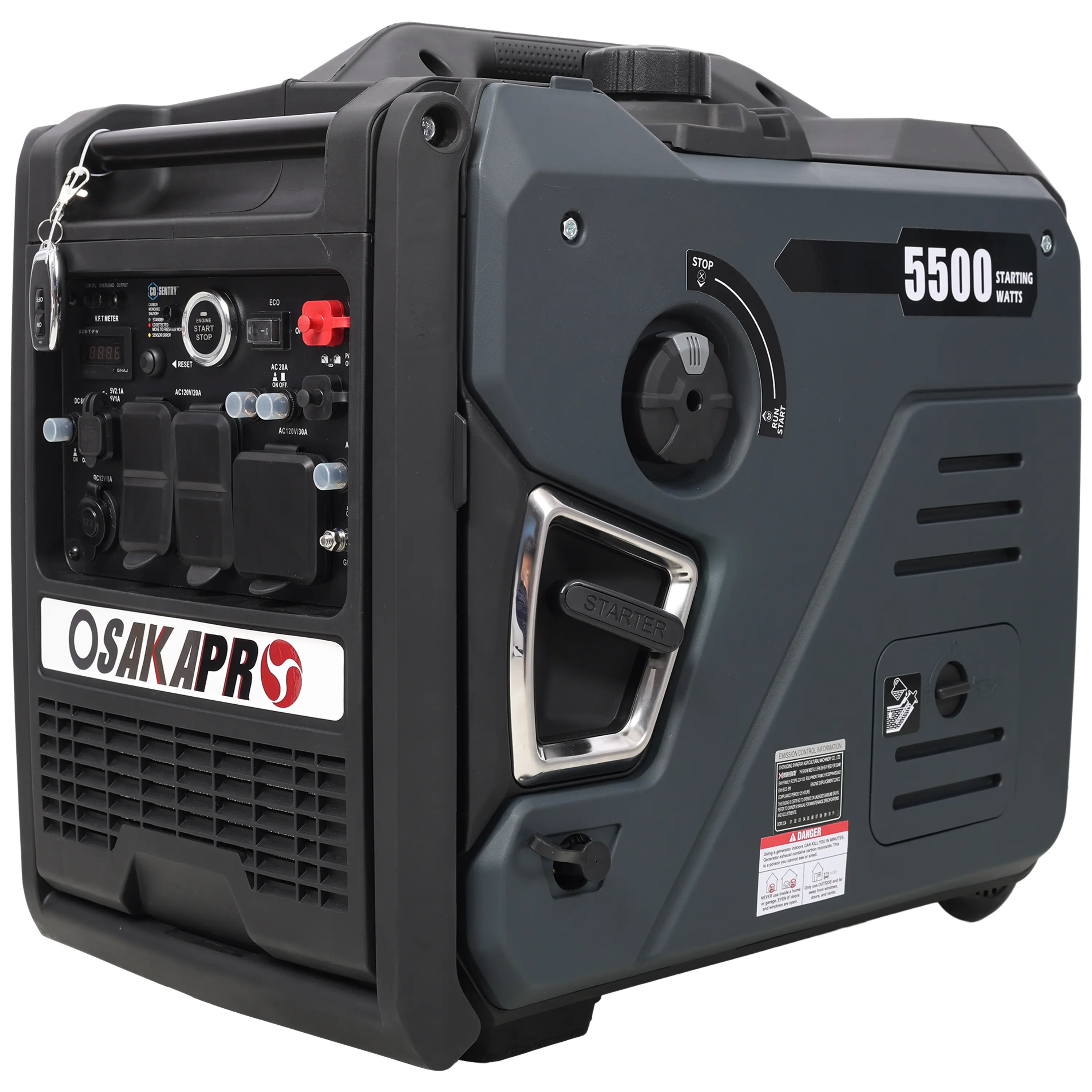 Nokaa 5.5KW Super Quiet Portable Inverter Generator Dual Fuel Gas LPG Electric Remote Start 224cc 4-Stroke EPA Compliant CO Sensor Foldable Handle Wheels for Camping RV Outdoor Backup Home Emergency Power