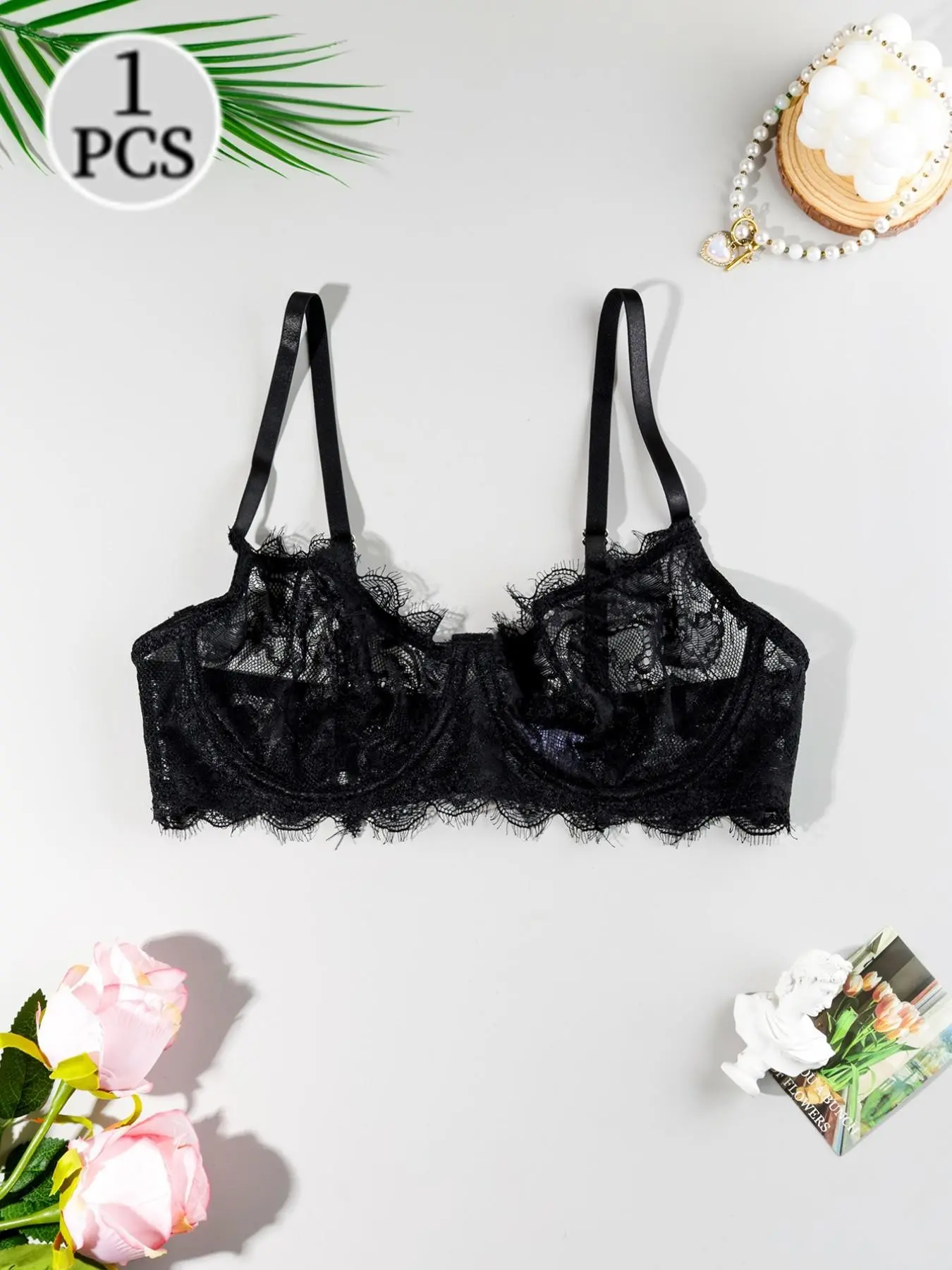 Sexy Lace Bras for Women! Adjustable straps + stunning eyelash lace back design, ultra-thin & breathable wireless style, see-through soft skin-friendly fabric, multiple colors available, perfect for daily & dating wear, Lace Wireless Bralette