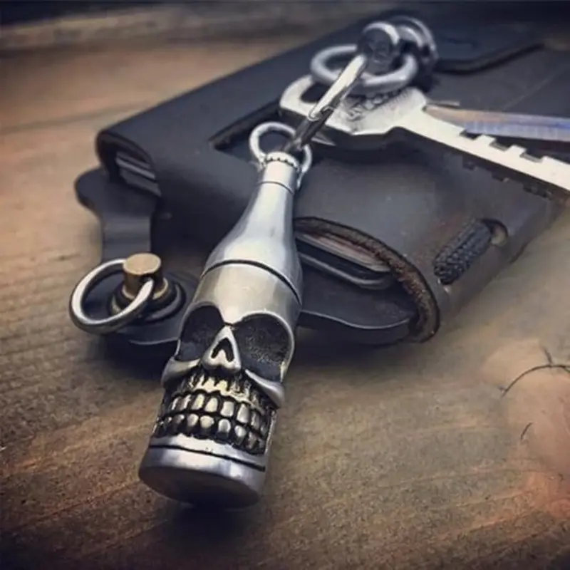 2026 New Gothic Skull Keychain - Retro Stretchy Scrunchie Lanyard, Retractable Stainless Steel Alloy Accessory with Ring, Women's Car Accessory (Black Friday, Christmas), Car Accessories