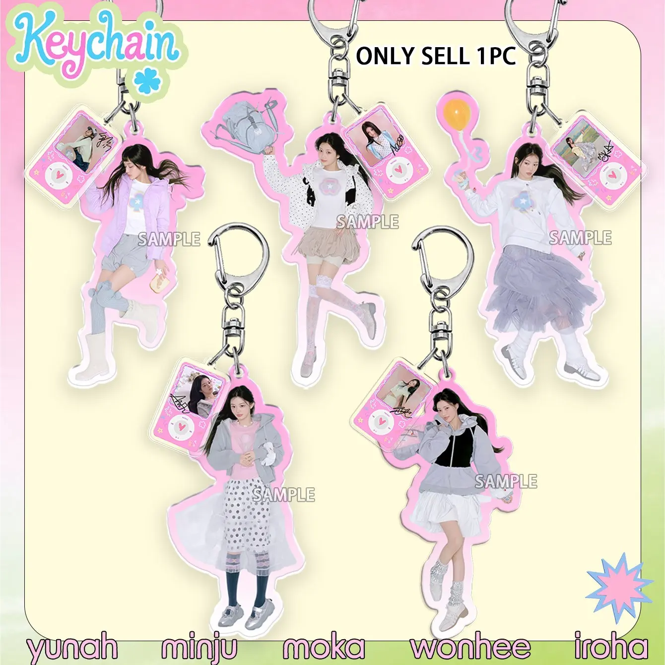 Illit Keychain Wonhee Iroha Yunah Moka Minju, Acrylic Name Tag, Fans Merchandise, Collectible, Bag Charm, Car Pendant, Birthday Gift, Party Favor, Cute Keychains