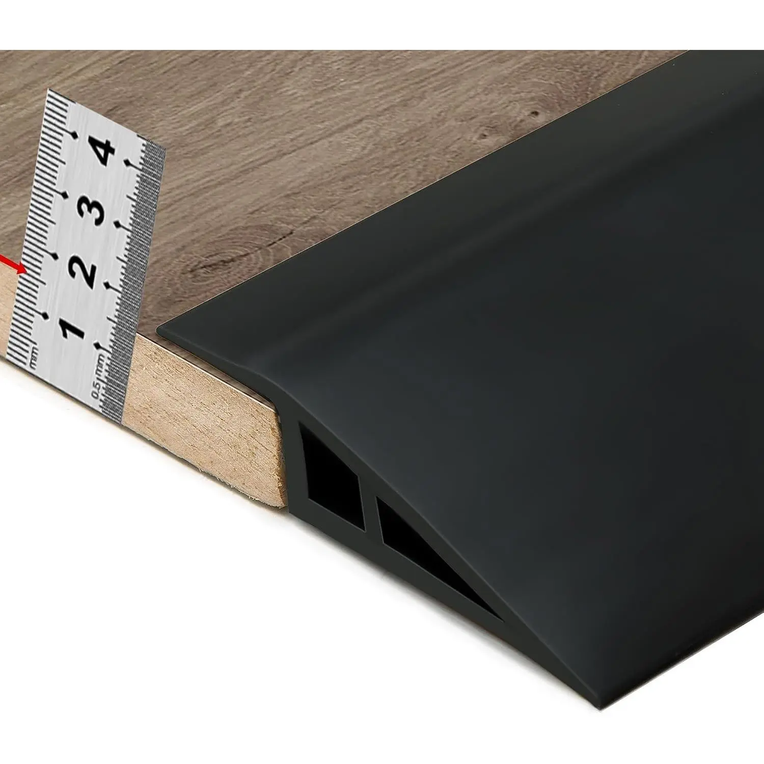 Carpet & Floor Edging Trim Strip, Self Adhesive PVC Floor Transition Strip, Threshold Transitions Suitable for Threshold Height Less Than 15mm (6.56FT Black)
