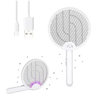 4100V Electric Fly Swatter & Bug Zapper | USB Rechargeable Mosquito Racket with Purple Light Fly Trap, Safe Indoor Pest Control & Outdoor Camping Summer Essential