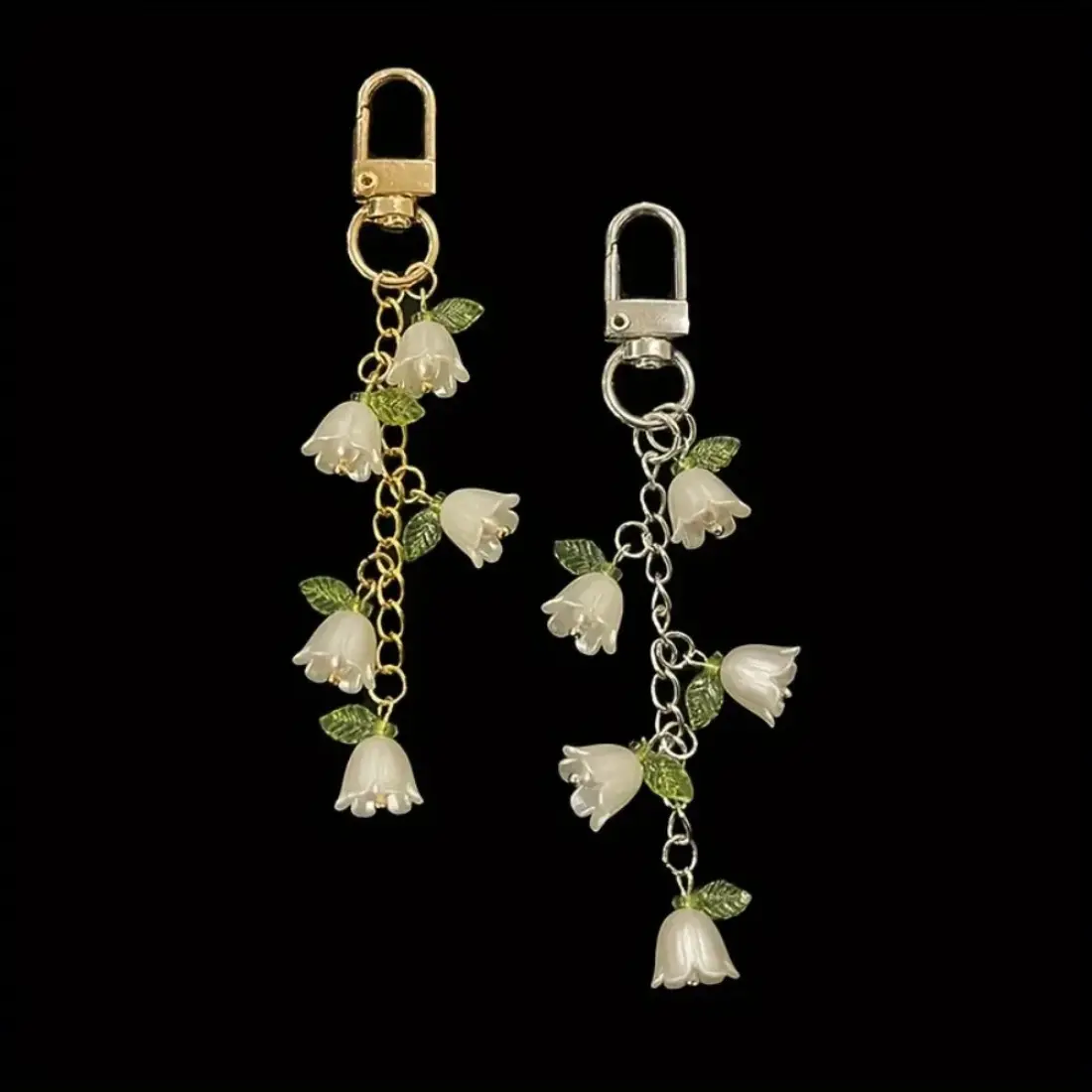 Orchid Keychain for Women, Elegant 3D Resin Charm with Tassel and Beads, Carabiner Pendant for Bag Charm Styling, 3D Resin Keychains