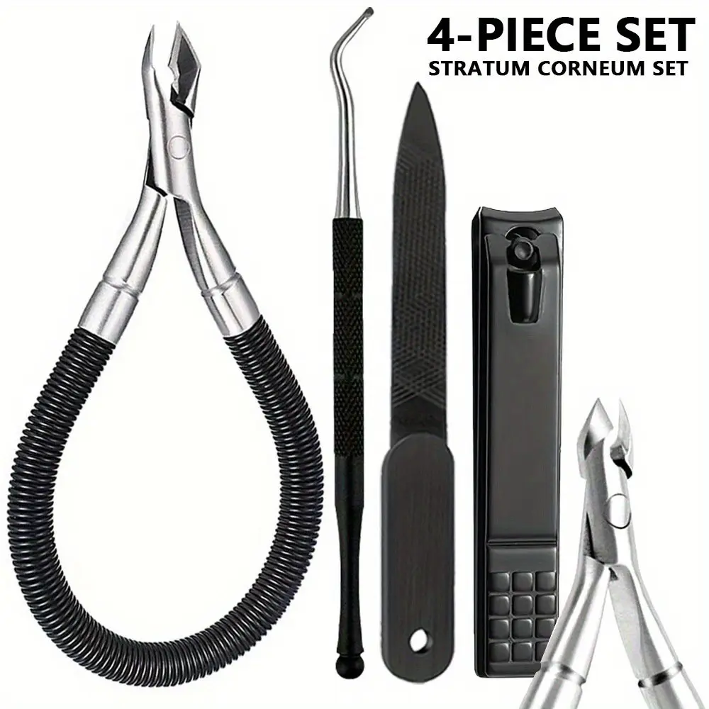 4-Piece Enhanced Callus Trimmer Set, Sharp Dead Skin Clipper with Nail File, Effortless Callus Remover for Nails and Toenails, Unisex Manicure Pedicure Tool, 5mm Jaw Width