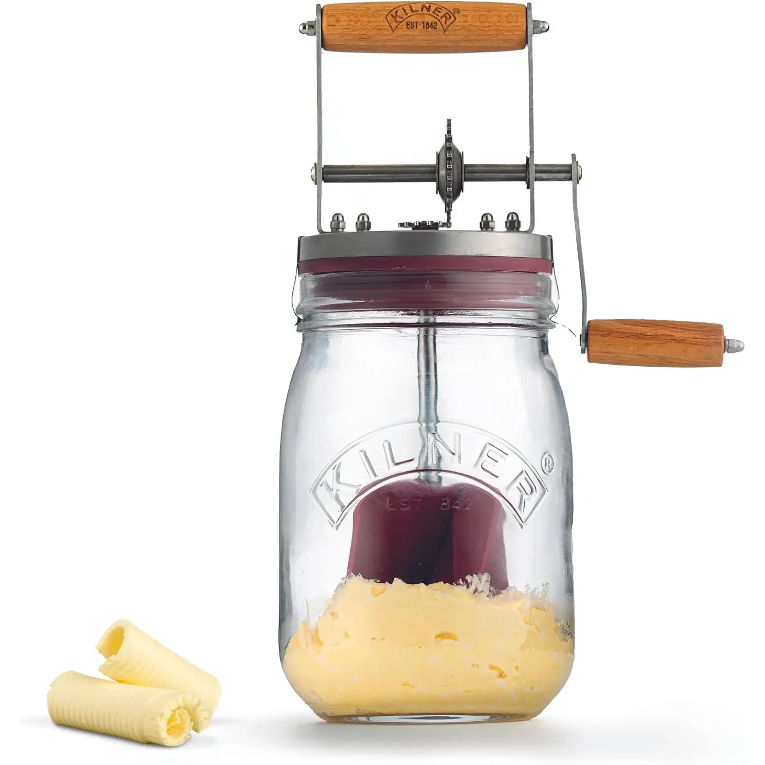 Glass Butter Churn; Delicious Homemade Butter in as Little as Ten Minutes; Large 34-Fluid Ounce Capacity Butter Churner, 1 EA