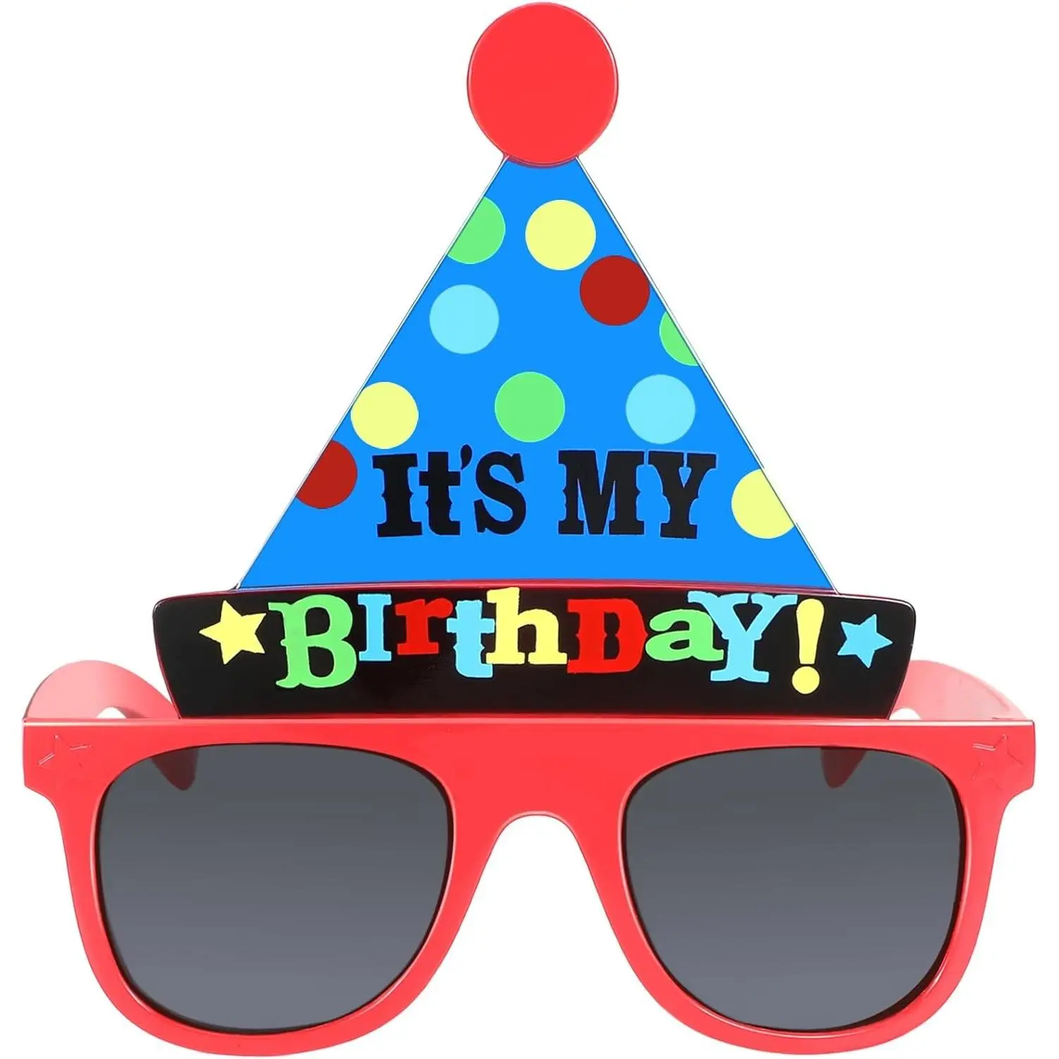 Happy Birthday Sunglasses Novelty Photo Props for Adults Party - It's My Birthday Glasses with Birthday HatGift