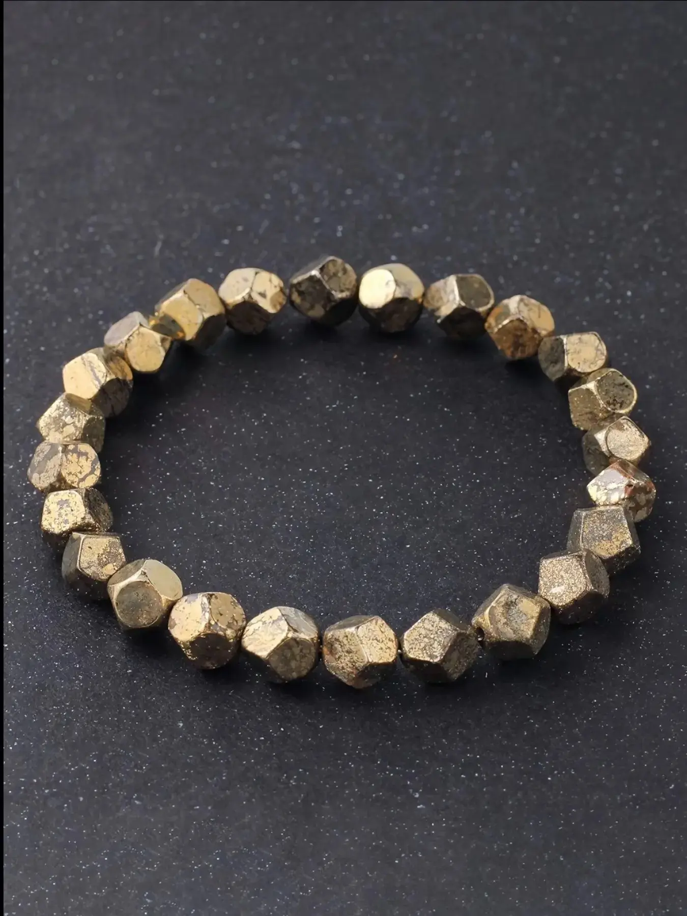 Pyrite Copper Wealth Bracelet, Handmade Irregular Cut Natural Stone Wristband, Elegant Energy Jewelry for Men and Women, Stackable High-Quality Bracelet, Stone Bracelets