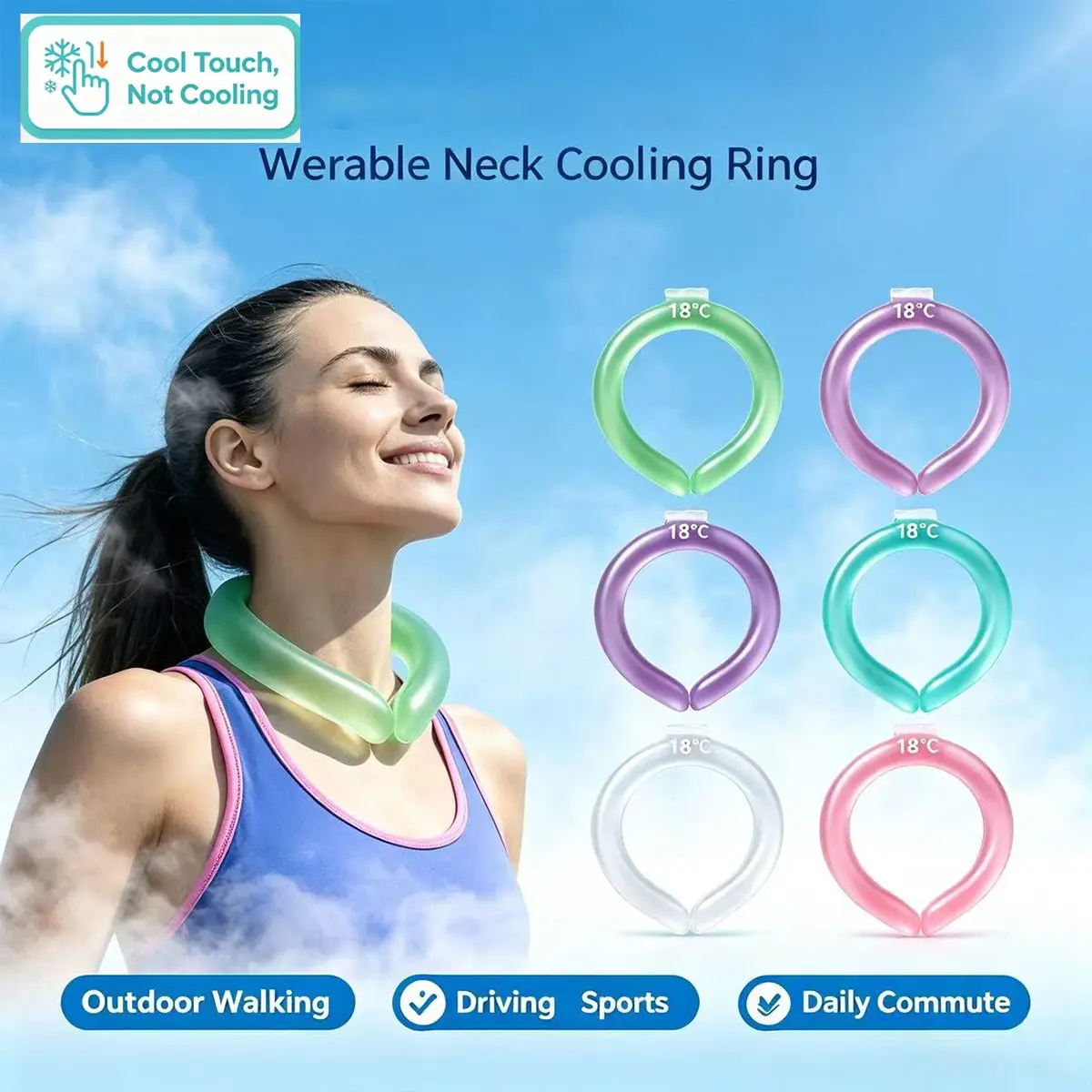 Second Generation Upgrade Cooling Neck Band, Breathable Ice Cool Collar, Comfortable Summer Ice Necklace, Refreshing Heat Relief, 1pc