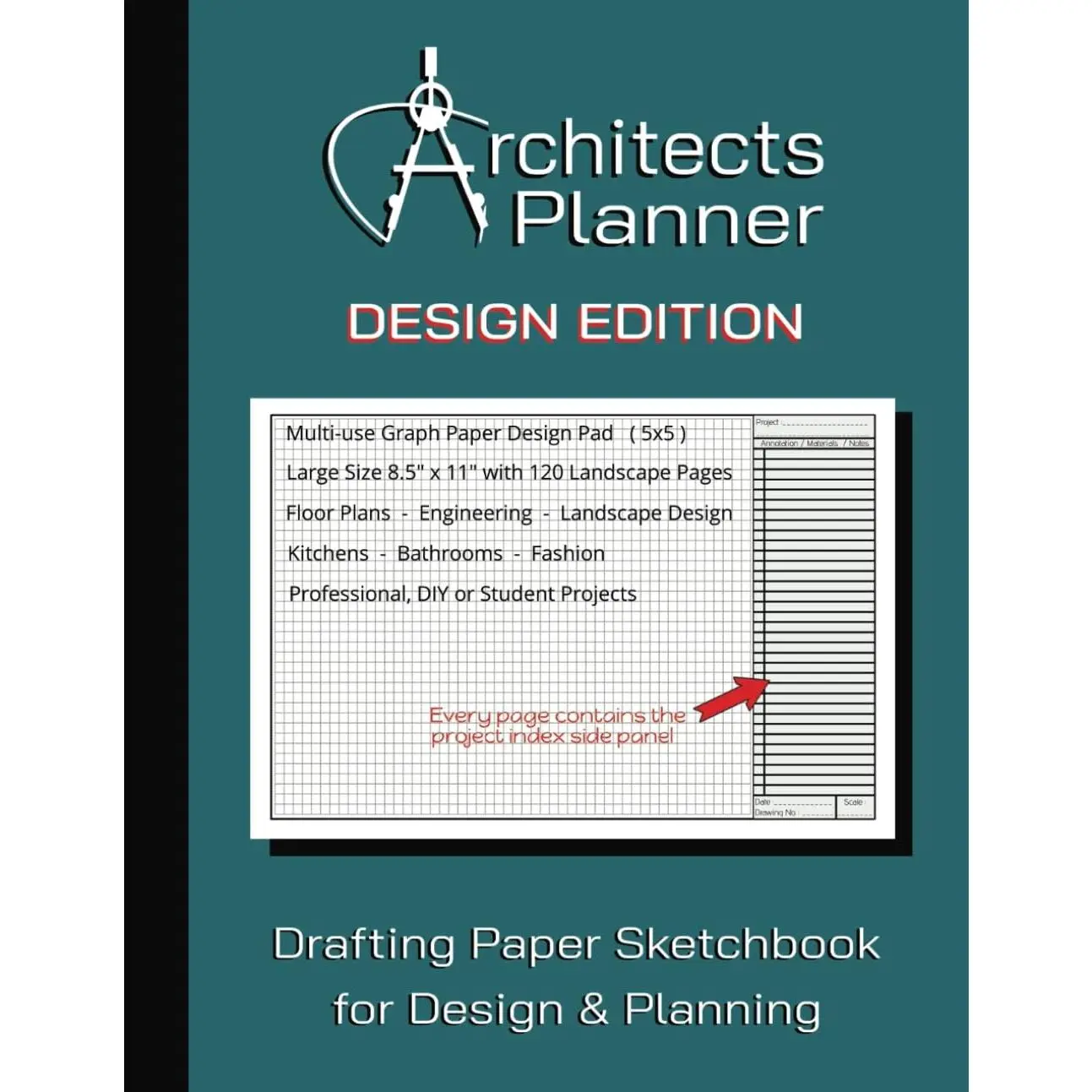 Architects Planner Design Edition 8.5" x 11" Drafting Paper Sketchbook for Design Planning Multi Use Graph Pads