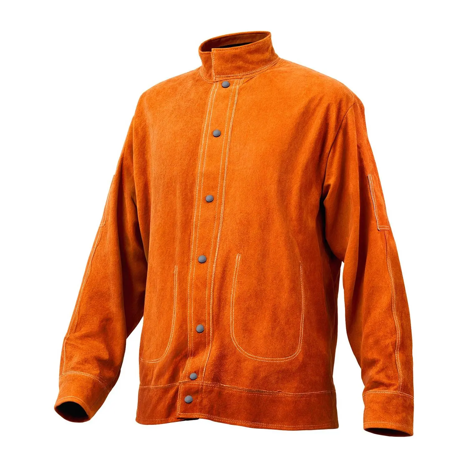 VEVOR Long Sleeve Leather Welding Jacket, Heavy Duty Cowhide Flame-Resistant Coat with 4 Pockets, Adjustable Cuffs, Hook-and-Loop, Snap Buttons, Velcro Seal, Waterproof Heat Protection for Welders - XXL Size