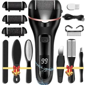 13-in-1 Electric Foot Callus Remover, Professional Pedicure Tools Foot Care Kit, Foot Scrubber File for Hard Cracked Dry Dead Skin, 3 Rollers, 2 Speeds, Battery Display (Black)