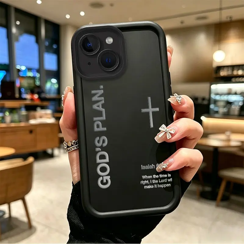 Phone case for iphone 13 13mini 14 14plus 15 15plus TPU Gift Shockproof God's Plan Cross Isaiah Verse Phone Case Full cover protection Celestial Eye Layered Phone Case BOJTN2TU