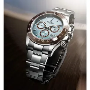 Mens sports automatic watch sapphire stainless steel waterproof chronograph luxury