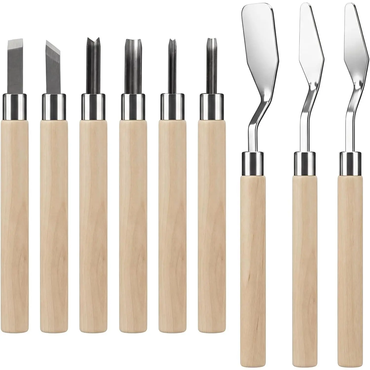 9 PCS Stamp Making Kit Linocut Tools Stamp Carving Kit Linoleum Carving Blocks for Printmaking with 3 Scrapers for Beginners Oil Painting Wallpaper DIY Crafts Wood-Carving