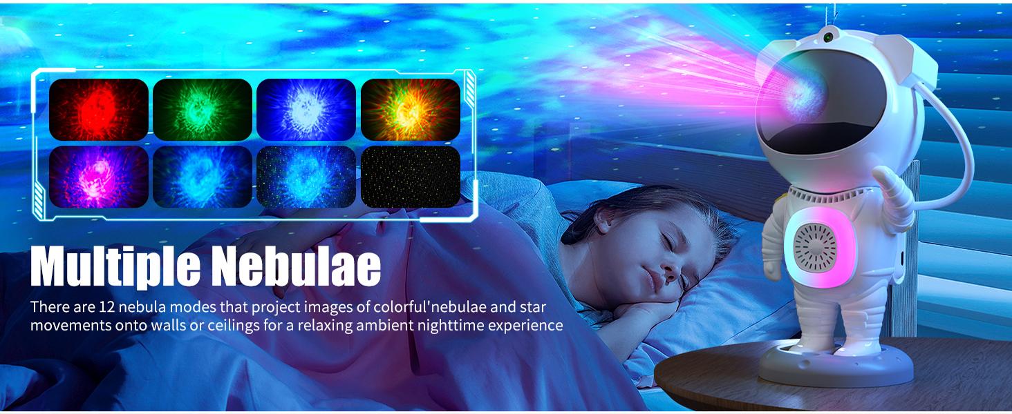 Astronaut Galaxy Projector,Projector,with Bluetooth Speaker and Remote,360° Angle,Spaceman Star Kids Night Light, for Bedroom Ceiling Adult Birthday Valentine's Day (White)