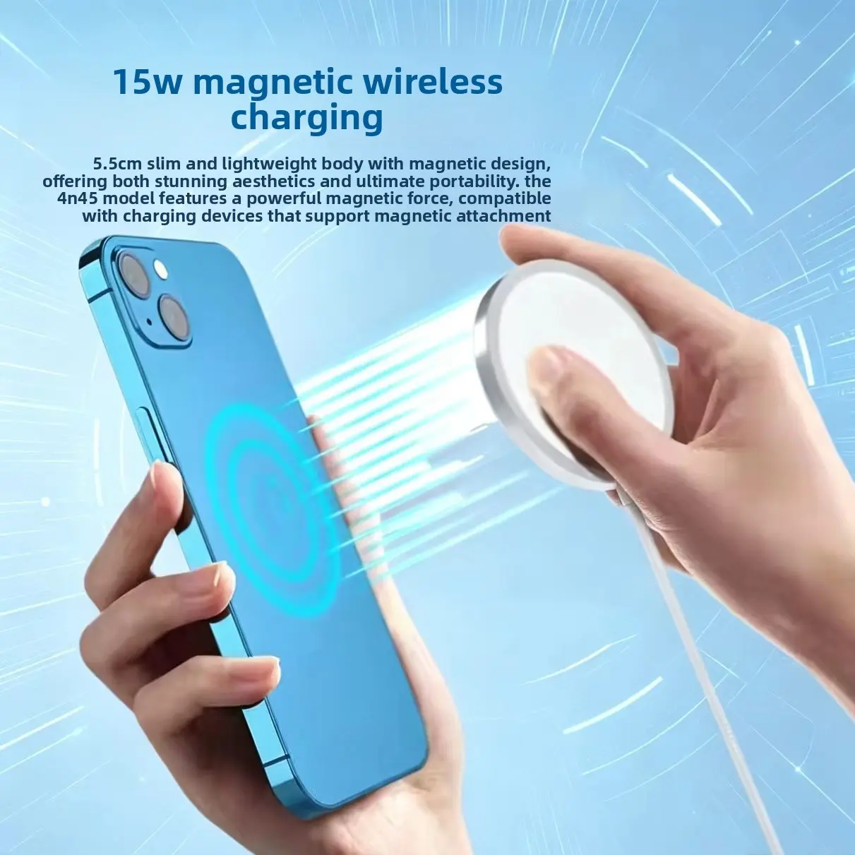 Ultra-thin aluminum alloy 2-in-1 interface wireless charger, suitable for all phone models, Magnetic Wireless Charger with PD Fast Charging