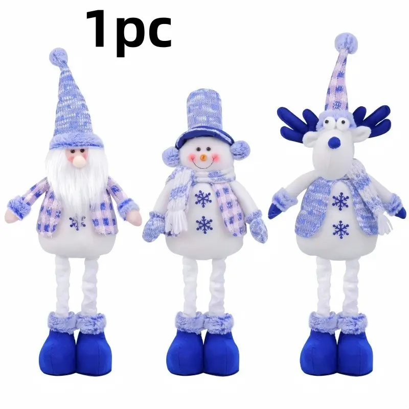 Blue Santa Claus, Reindeer Christmas Tree, Snowman Decoration, Creative Stretchable Plush Toy Hanging Ornament, Festive Holiday Decor