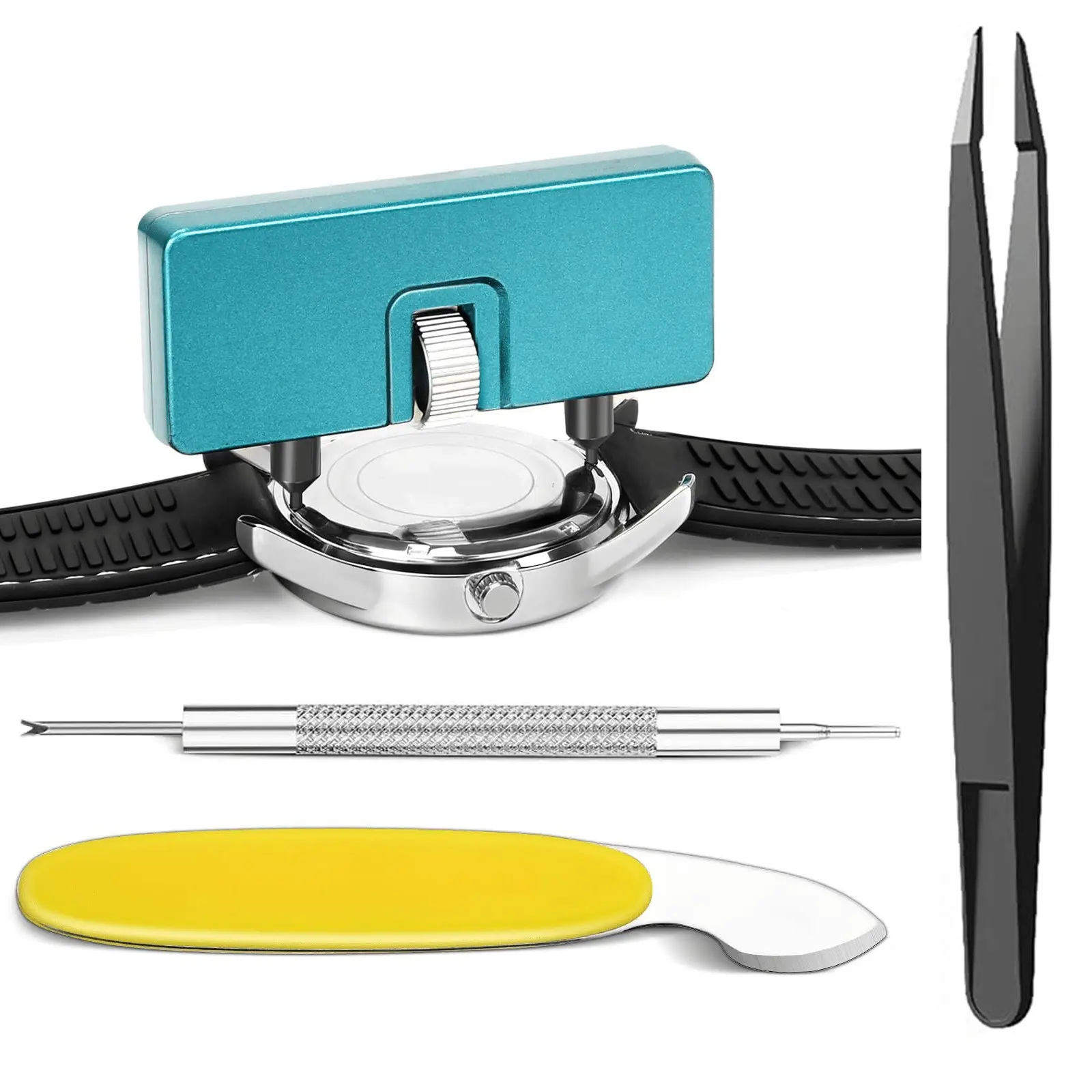 Adjustable Watch Back Case Opener Tool Kit, Watch Battery Replacement Repair Tools with Spring Bar Pin Remover, Tweezers, Watch Back Pry Knife, for All Watches, for Men Women, Watch Repair Maintenance Supplies, Birthday Christmas Father's Day Gifts
