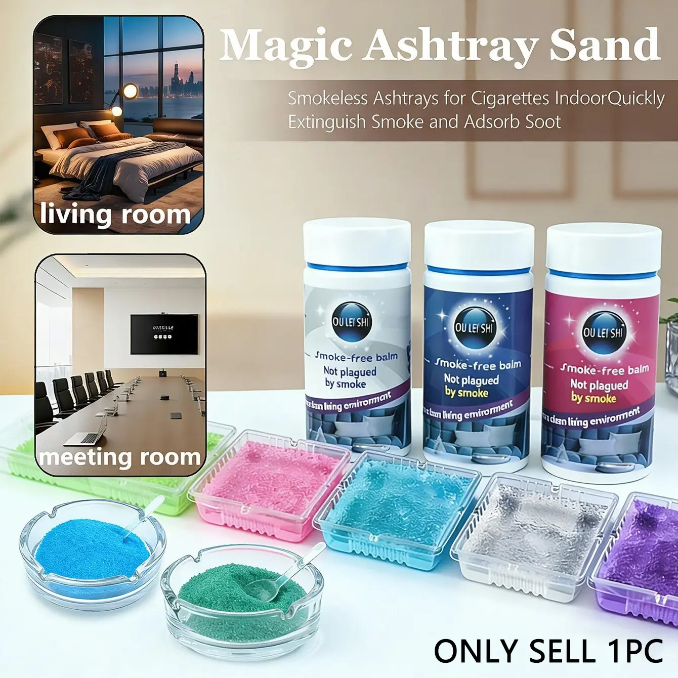 Powerful Smoke Eliminator, Easily Extinguishes Cigarette Butts, Easy To Clean, Removes Odors, And Purifies The Air. Bottled Gel-Type Smoke Eliminator, Suitable For Hotels, Homes, Offices, Restaurants, Outdoor Camping, Etc. It Is The Best Choice For Smoker