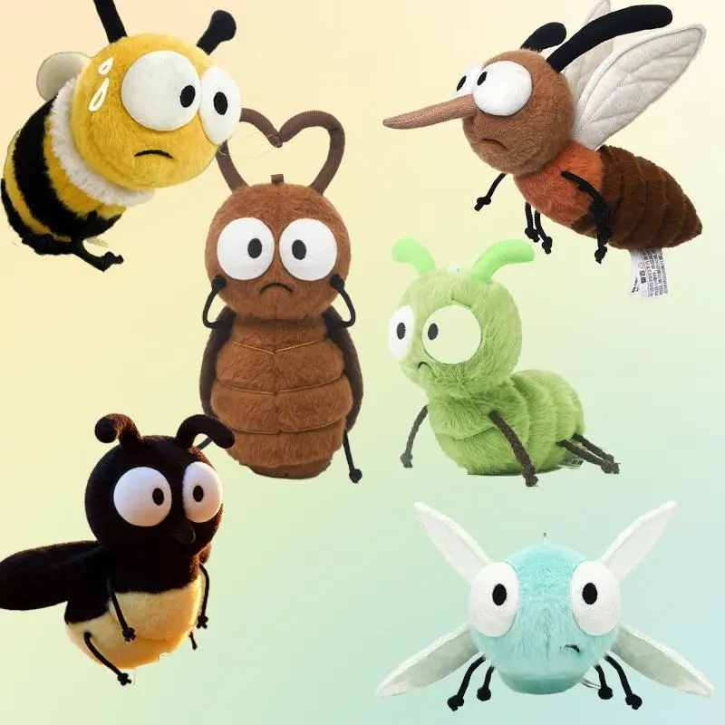 Bug-Shaped Stuffed Toys - Hot Creative Mosquito, Bee, Cockroach Insect Series, Fluffy Animal Plush Dolls, Unisex Soft Gifts with 6 Sizes