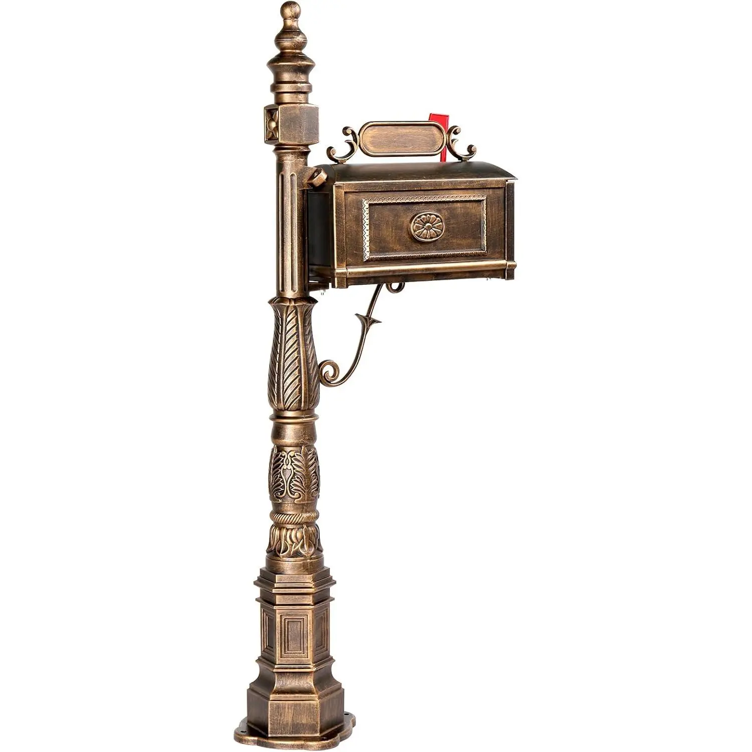 Cast Aluminum Mailbox, Barcelona Decorative Post Mailbox, Bronze | Decorative Design, Rust-Proof, Heavy Duty, Large Capacity, Security Postal Box