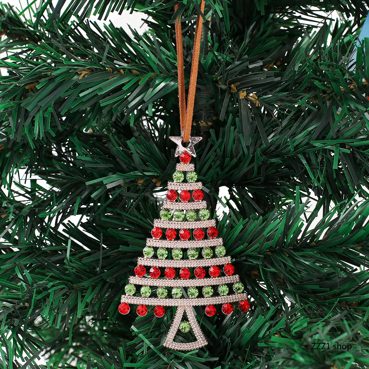 Metal Snowflake Christmas Ornament with Glitter Rhinestones, Holiday Decoration with Nylon Hanging Loop for Party or Tree, Gift for All Ages, Holiday Party Decoration Gift
