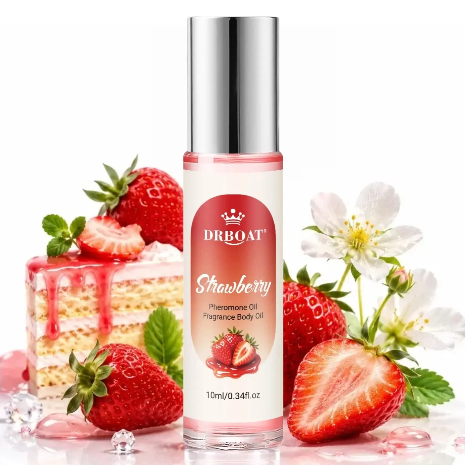 10ML Strawberry Pheromone Oil - Roll-On Subtle Perfume Oil, Fine Fragrance Oil, Essential Strawberry Fragrance, Aromatic Fruity Scent, Sweet Fruity for Men and Women, Traveling or Dating Use