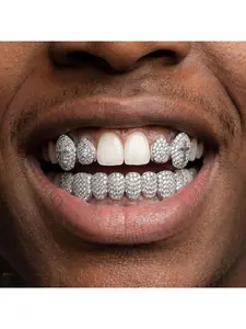 10 Tooth Full Zircon Grillz Bling Hip Hop Teeth Jewelry Men Halloween Trendy Grills