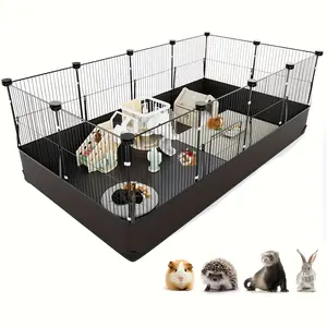 Large C&C Modular Small Animal Cage Enclosure with Waterproof PVC Base & Quick Release Hooks, Triple Fixed Indoor Playpen for Guinea Pigs, Rabbits, Ferrets, Hedgehogs, Guinea Pig Cages, 121.92L×60.96W×40.64H CM