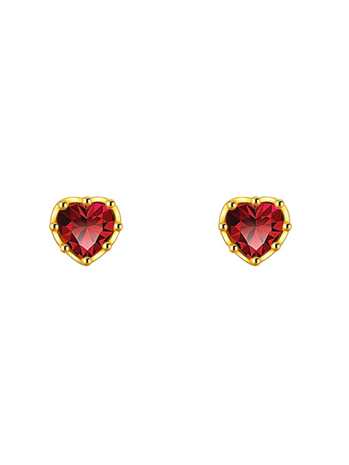 Tiny Red Heart Crystal Stud Earrings, Retro Bezel Set Love Gem Earrings Elegant Valentine Jewelry Gift