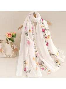 Embroidered Ethnic Style Flowered Scarf Boho Style Shawl Casual Soft Scarf Hemp Linen Versatile Four Seasons Scarf Floral Embroidered Scarf Embroidery Shawl Fashion Shawl Boho Shawl Wrap