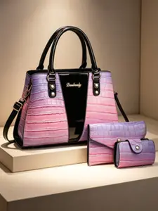 Luxury Gradient Crocodile Texture Handbag Set, Elegant Crossbody Bag with Wallet Cardholder, Perfect for Daily Commute and Office Use