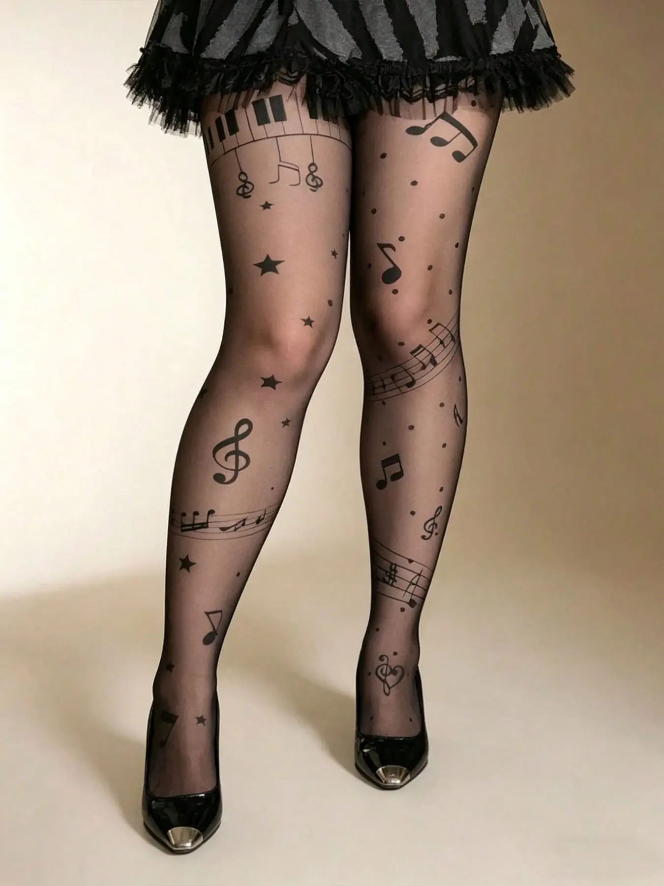 Spring Autumn Stockings, Y2K Style Women's Tight Pants, Semi-Transparent Tights, Elastic Pop Art Print, Comfortable for All Seasons